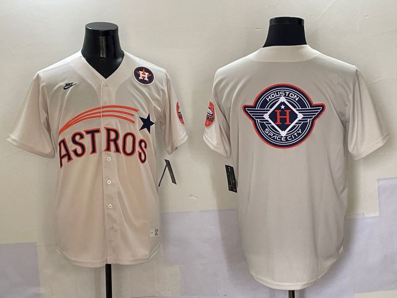 Men Houston Astros Blank Cream Five generations Joint Name 2025 Nike MLB Jersey style 29->houston astros->MLB Jersey